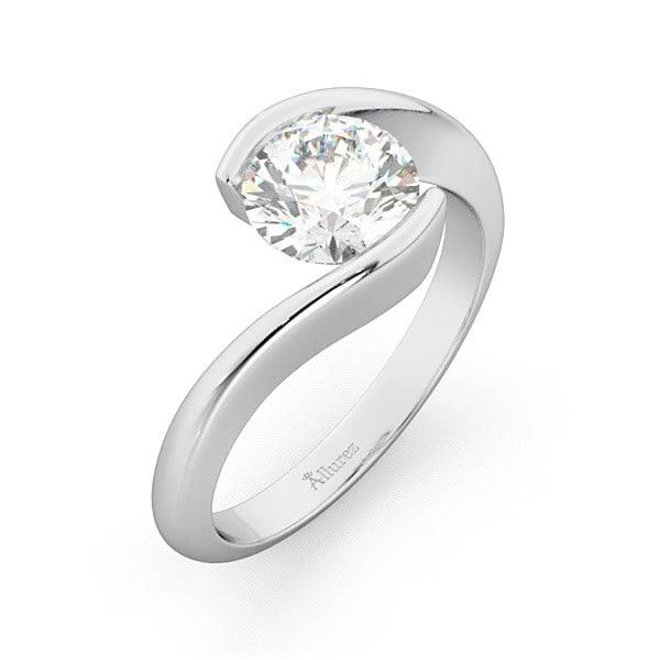Tension Set Diamond Ring Mounting, 14k WG .11cttw - Gems of La Costa