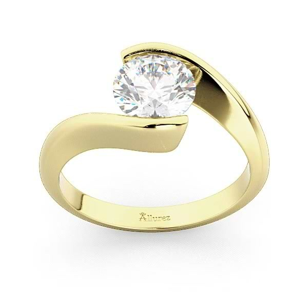 10k Yellow Gold Solitaire Tension Set Mens Diamond Ring 0.15 Ctw – Avianne  Jewelers