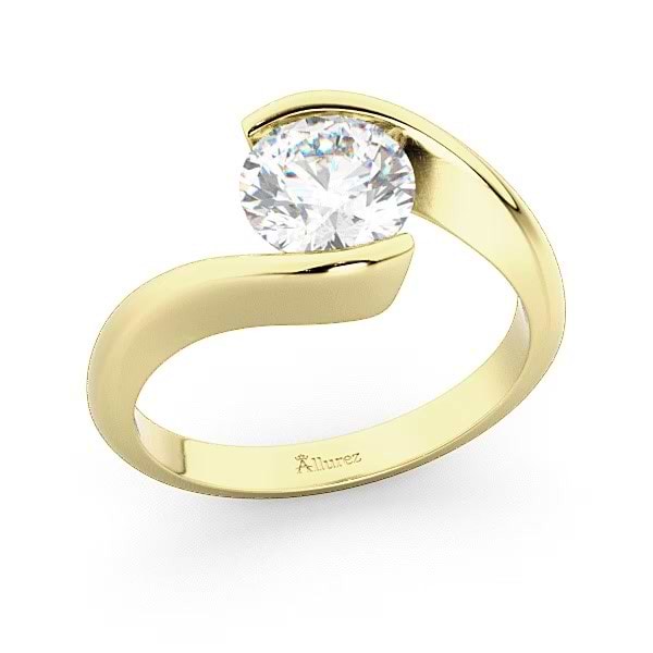 Ring Niessing Tension Ring 18k Yellow Gold 1 Diamond Brilliant Cut circa  0,50ct VS2-G Ring Size 52
