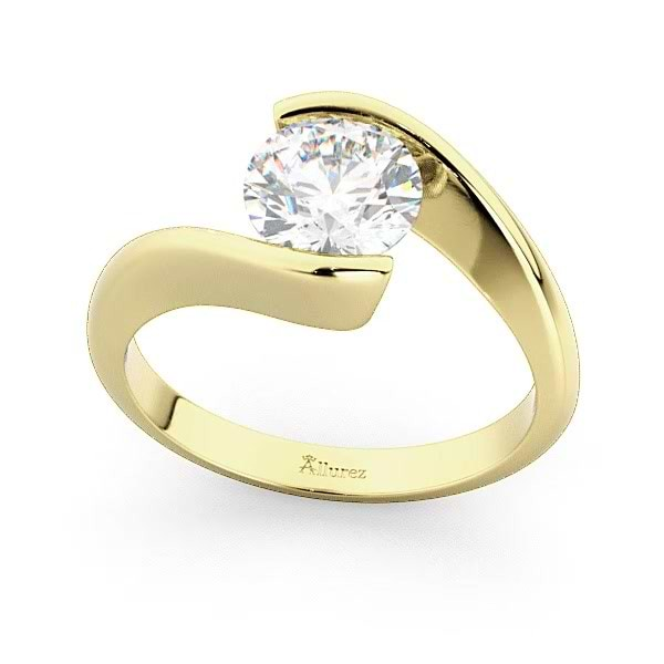 14K Two Tone Gold Tension Set Mens Engagement Ring D-0.82 Rg