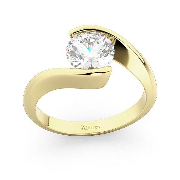 14K Two Tone Gold Tension Set Mens Engagement Ring D-0.82 Rg