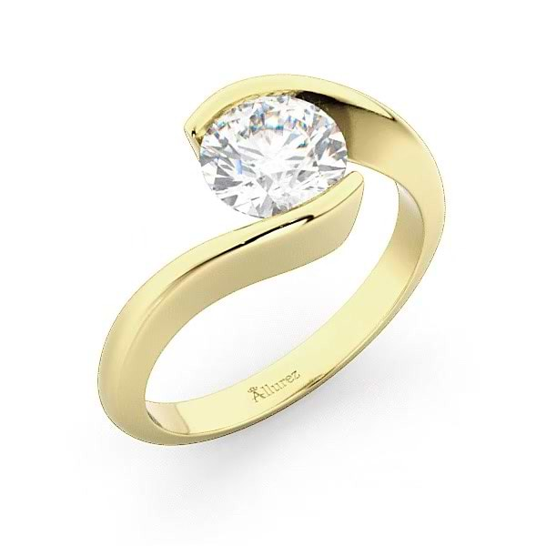 14K Two Tone Gold Tension Set Mens Engagement Ring D-0.82 Rg