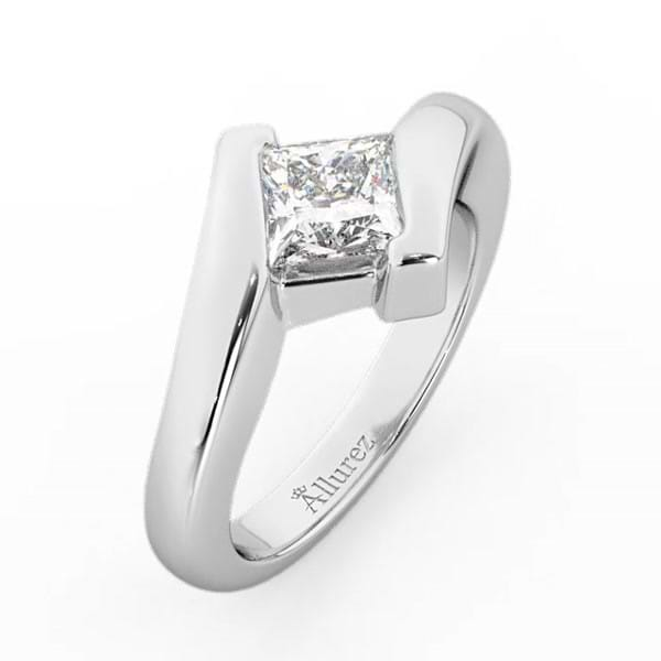 Jewelry Masters : .76 Carat Solitaire Princess Cut Diamond Tension Ring  [1313-BW] - $2995.00 (6000.00)