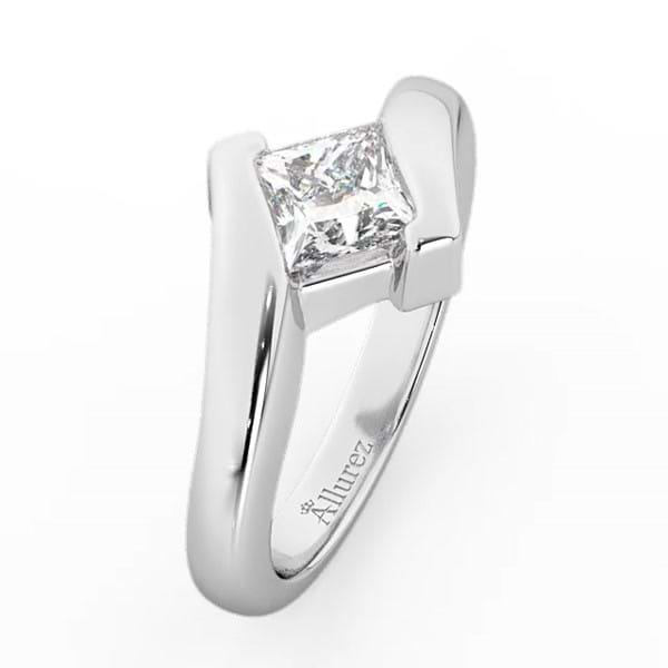Jewelry Masters : .76 Carat Solitaire Princess Cut Diamond Tension Ring  [1313-BW] - $2995.00 (6000.00)