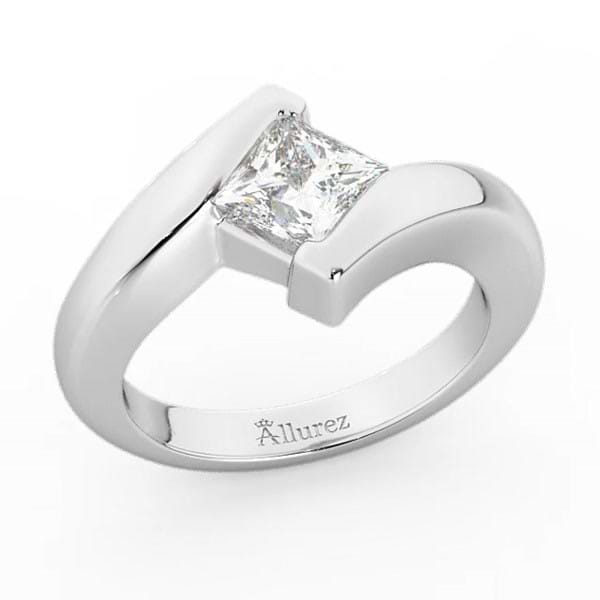 Princess Cut Tension Set Engagement Ring Solitaire Setting Platinum - U3320