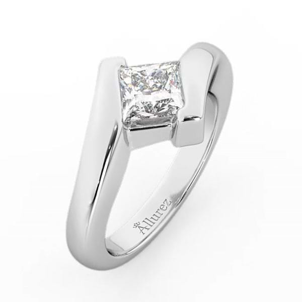 Princess Cut Tension Set Engagement Ring Solitaire Setting Platinum - U3320