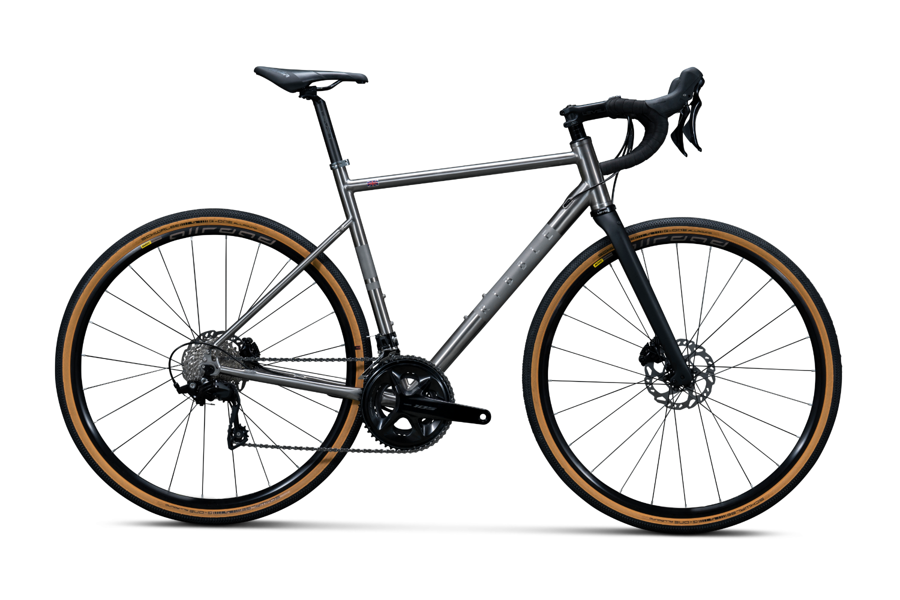 Ribble CGR Ti Sport titanium gravel bike with Shimano 105 groupset, disc brakes, and fenders