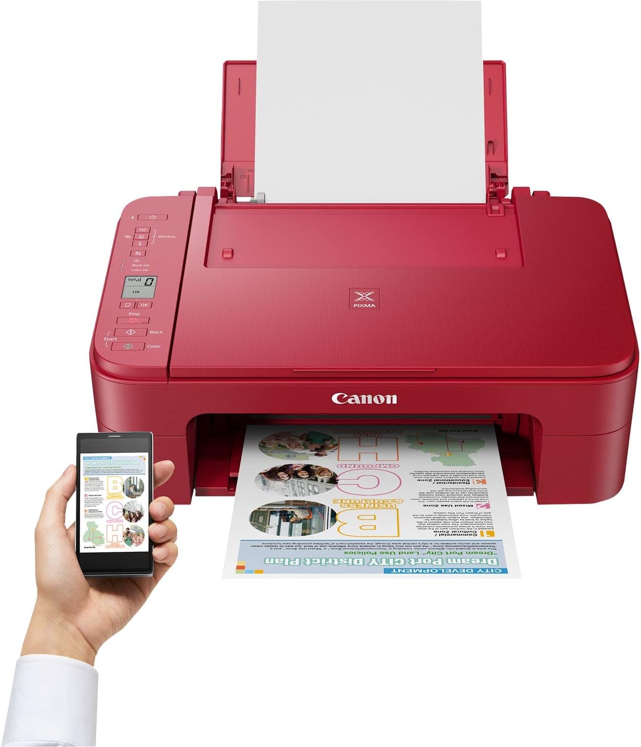 מדפסת אלחוטית ביתית הזרקת דיו 3 ב-1 CANON ts3352re - צבע אדום שנתיים אחריות ע"י היבואן הרשמי