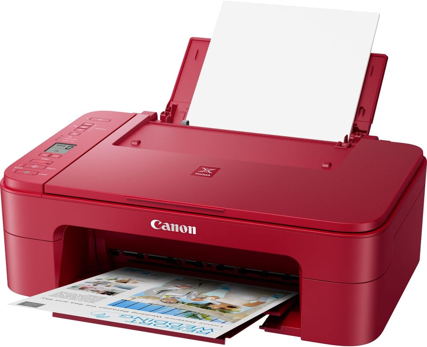 מדפסת אלחוטית ביתית הזרקת דיו 3 ב-1 CANON ts3352re - צבע אדום שנתיים אחריות ע"י היבואן הרשמי