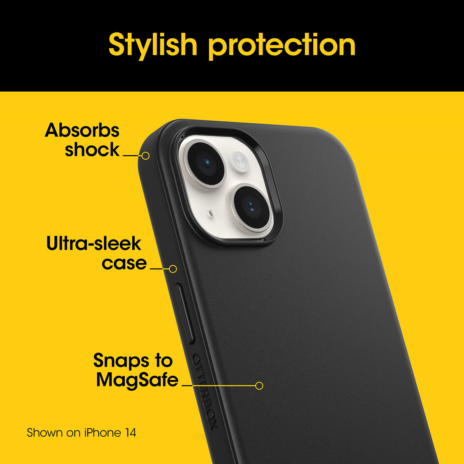 כיסוי לסמארפון OtterBox Symmetry ל- iPhone 15 Pro Max עם חיבור MagSafe - צבע שחור