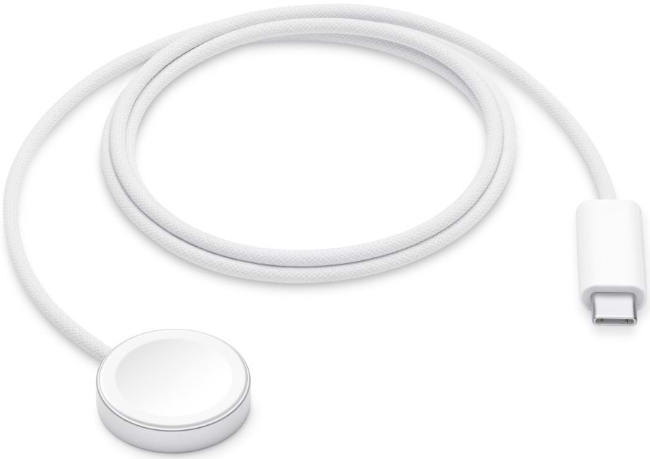 מטען מגנטי מהיר לשעוני Apple Watch עם חיבור USB Type-C באורך 1 מטר - צבע לבן שנה אחריות ע"י היבואן הרשמי