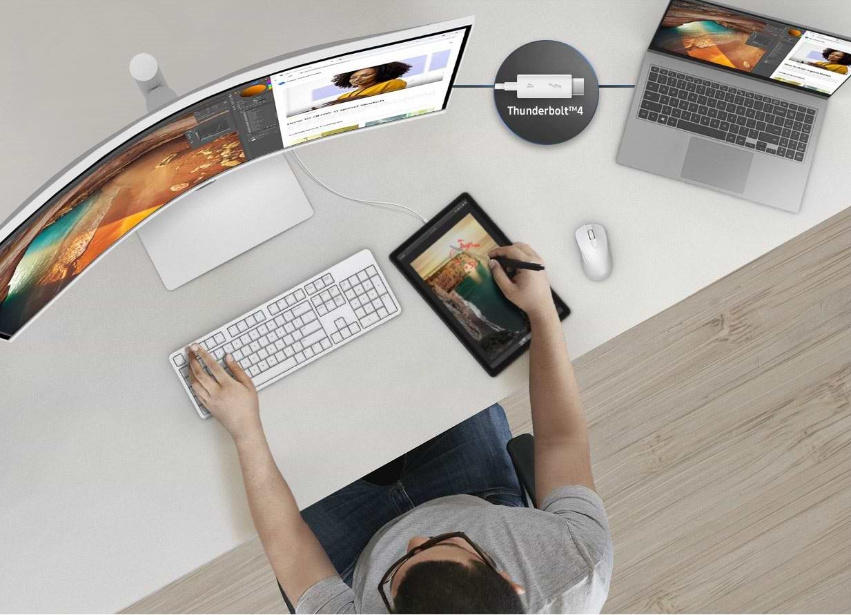 מסך מחשב 34'' Samsung ViewFinity S6 S34C650TAM FreeSync VA Thunderbolt 4 UWQHD 100Hz - צבע לבן שלוש שנות אחריות ע"י היבואן הרשמי