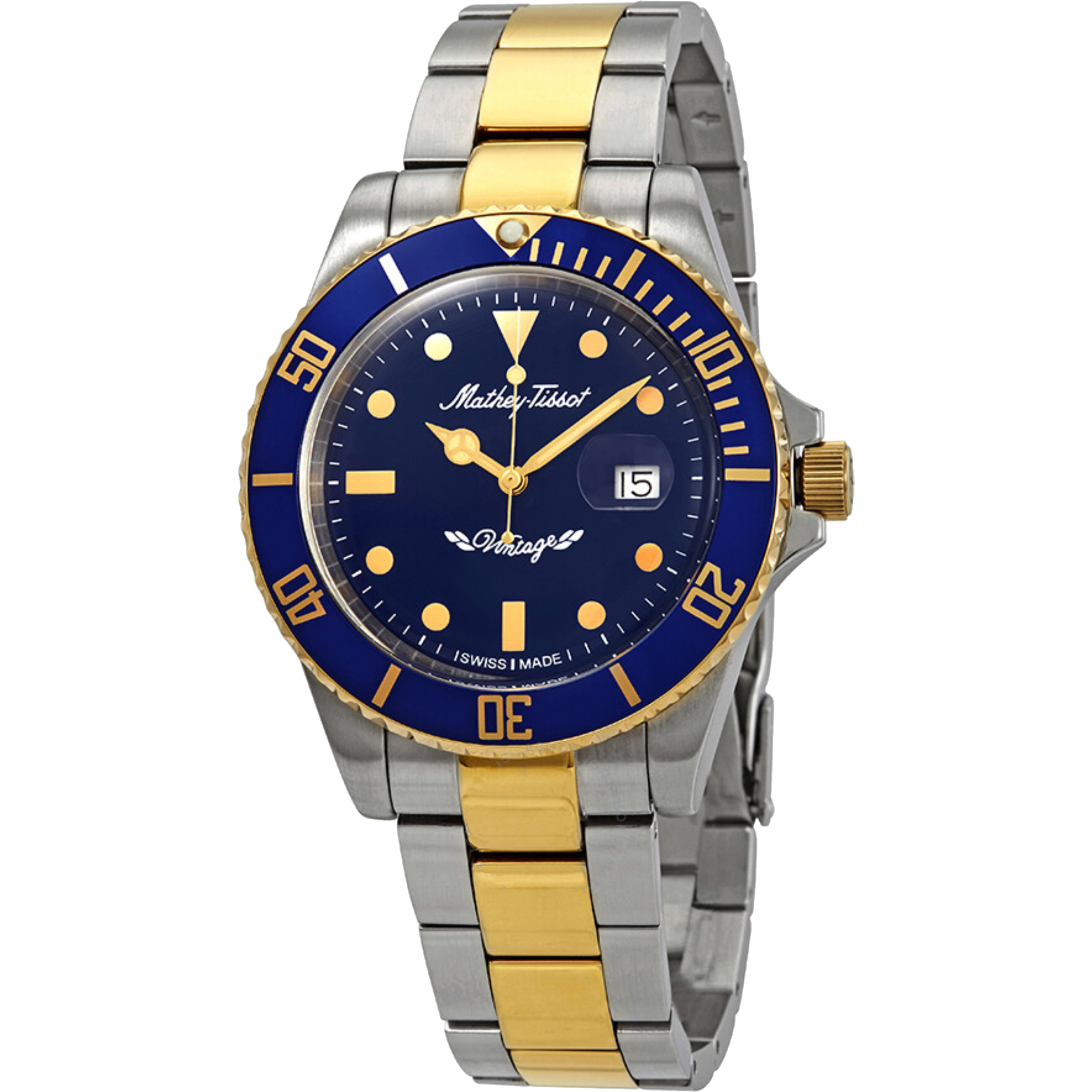 שעון יד לגבר Mathey Tissot H901BBU 42mm צבע זהב/כסף/כחול - אחריות לשנה ע"י היבואן
