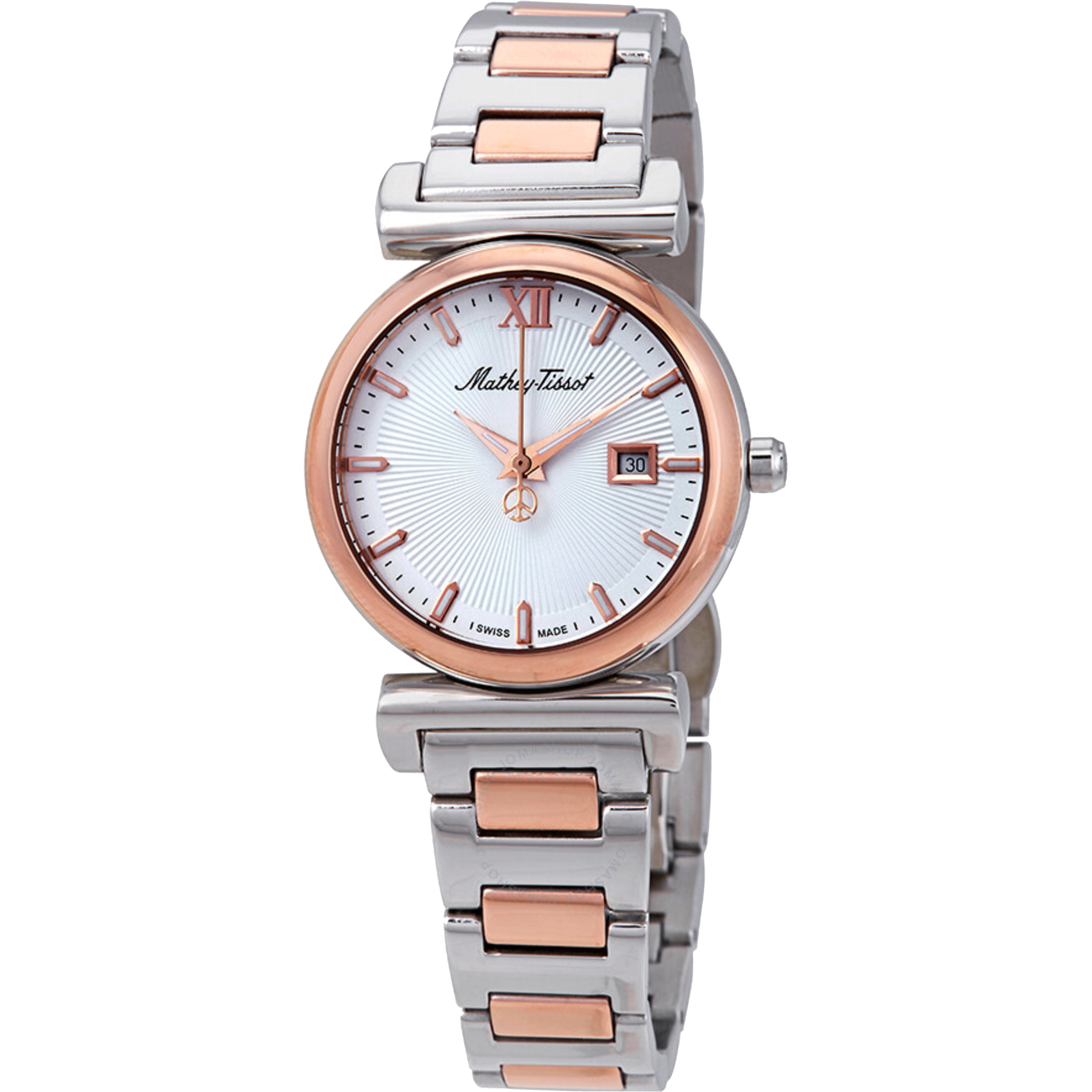 שעון יד לאישה Mathey Tissot D410BI 32mm צבע כסף/רוז גולד/זכוכית ספיר - אחריות לשנה ע"י היבואן