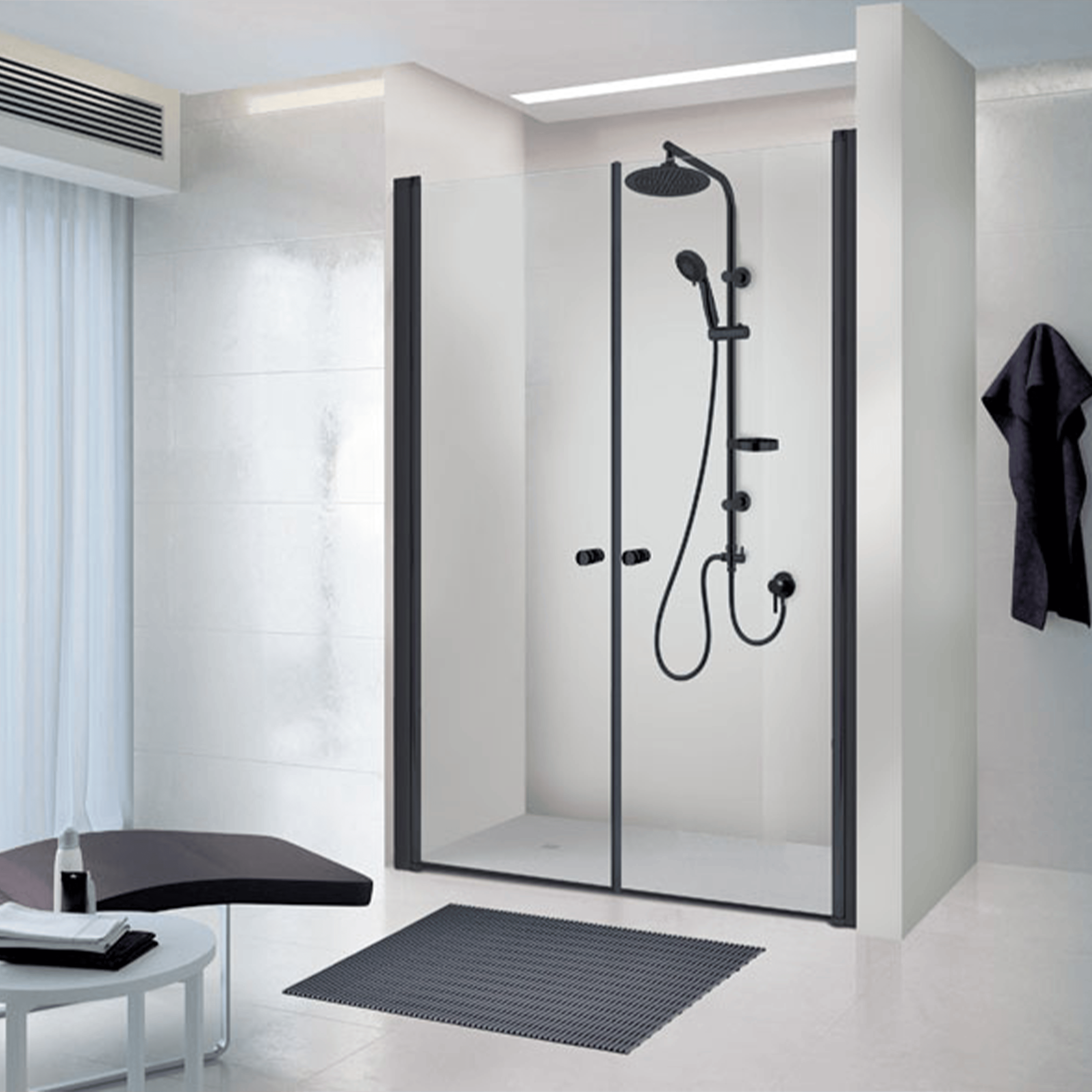 מקלחון חזית זכוכית שקופה 120-125 ס"מ 407 Matina - צבע שחור