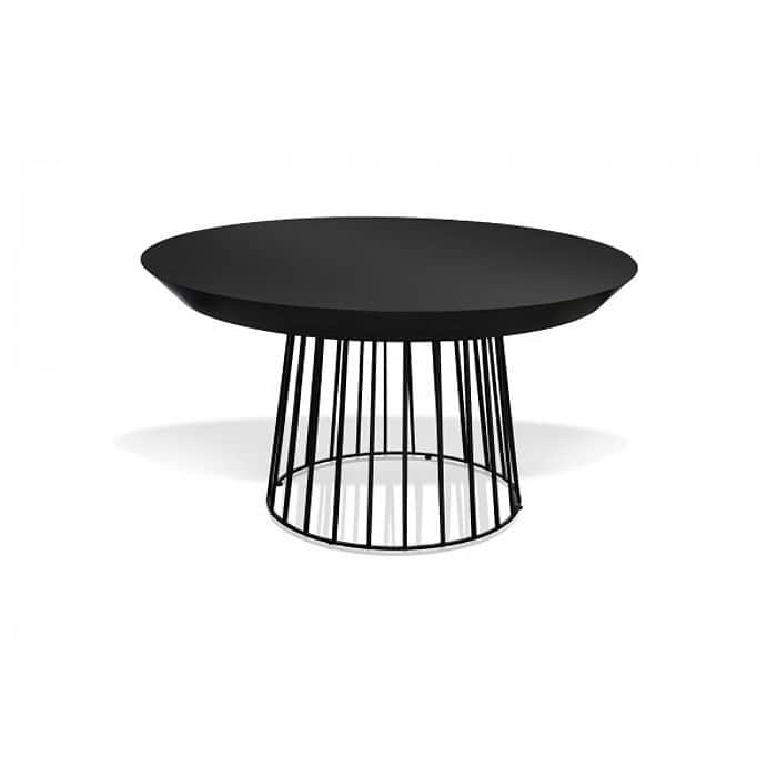 שולחן פינת אוכל עגול ללא פתיחה עם רגלי ברזל קיסריה שחור דגם LEONARDO לאונרדו
