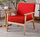 כורסא מעוצבת מעץ מלא ריפוד בד רחיץ נשלף גובה מושב 45 סמ עם ידיות דגם MSH-111-444 מבית ROSSO ITALY אדום