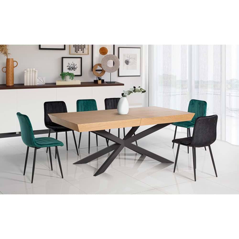 طاولة اكل مستطيلة تفتح موديل ביסטרו מרקורי 6 כסאות ازرق ليوناردو LEONARDO