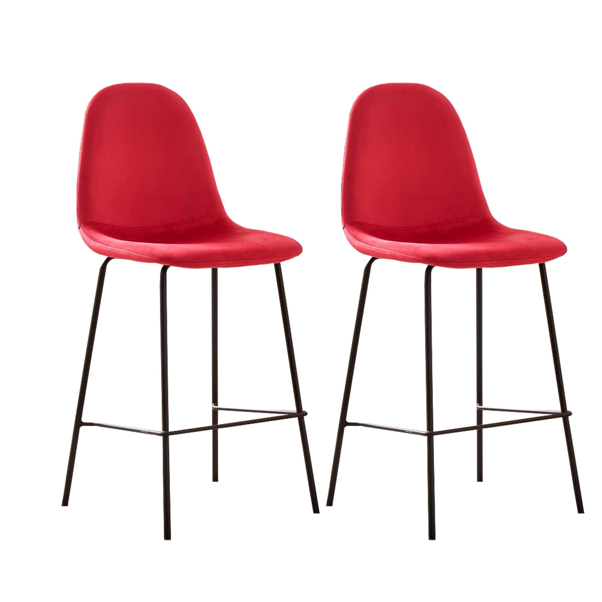 מארז זוג כסאות בר קטיפה דגם MSH-10-16 צבע אדום ROSSO ITALY