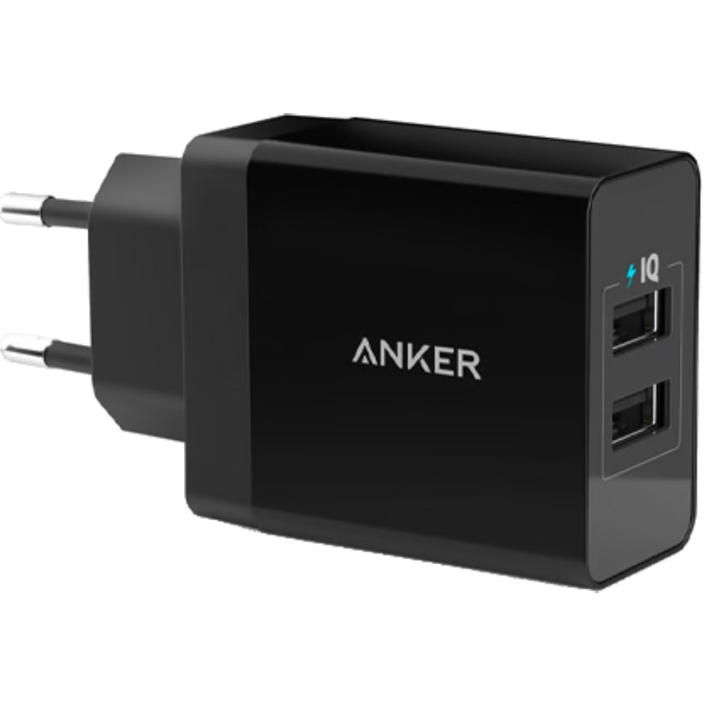 מטען קיר Anker PowerPort 24W USB- צבע שחור שנה אחריות ע