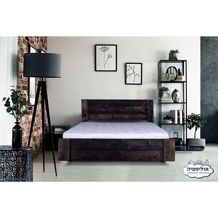 מיטה מעוצבת מעץ מלא 160X200 דגם 5019 צבע טבעי + מזרן קפיצים מתנה OLYMPIA 