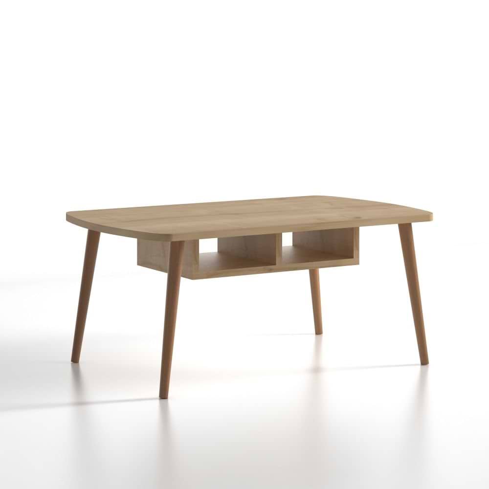 שולחן סלון מלבני מעץ עם תאי אחסון דגם תום אלון רבדים