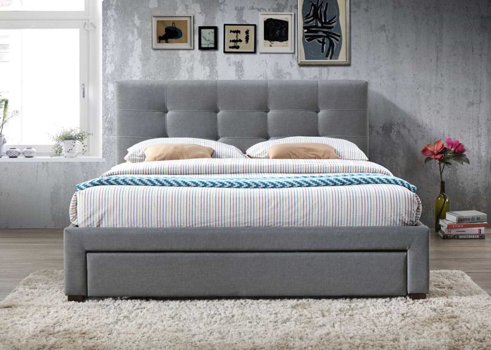 מיטה זוגית מרופדת 190×140 עם מגירת אחסון דגם סרינה גוון אפור HOME DECOR