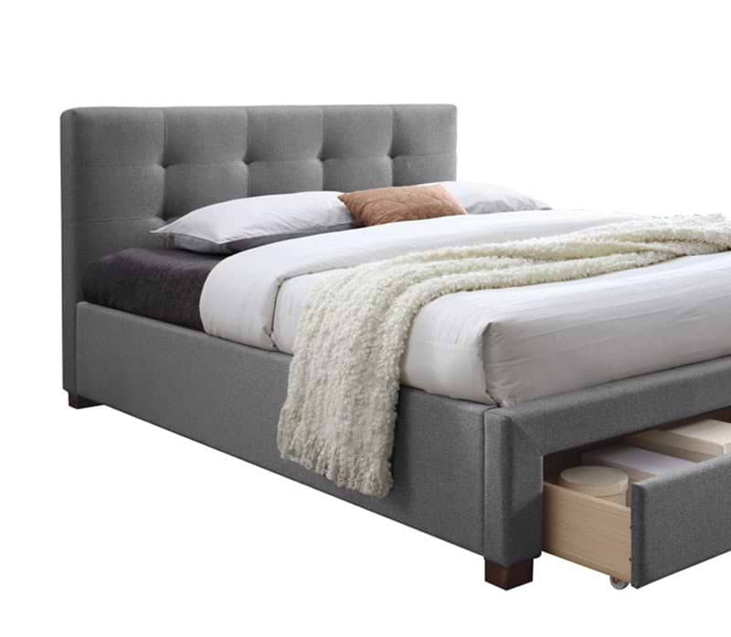 מיטה זוגית מרופדת 190×140 עם מגירת אחסון דגם סרינה גוון אפור HOME DECOR