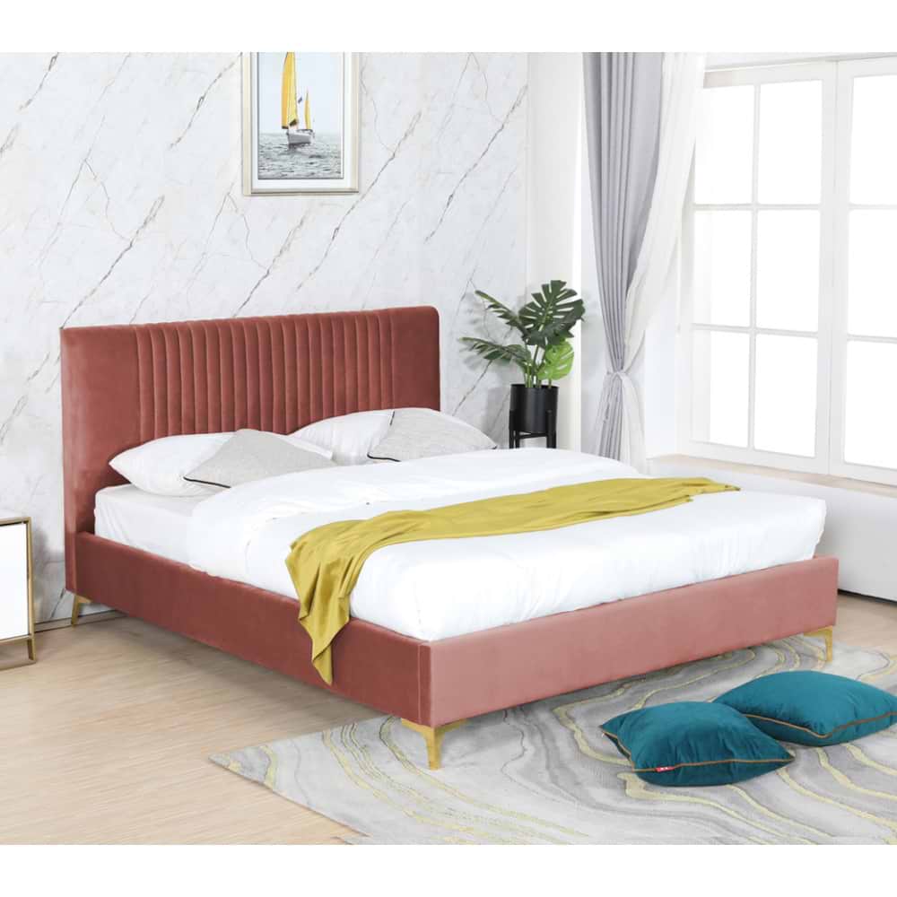 מיטה זוגית מרופדת דגם ליידי 160X200 צבע ורוד HOME DECOR