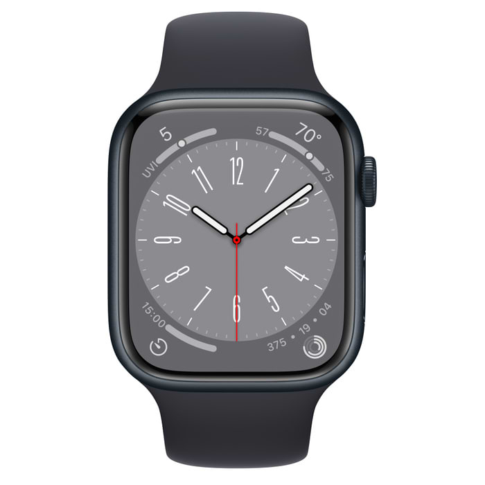 שעון חכם  אייקון גרופ  Apple Watch Series 8 GPS + Cellular 45mm Graphite Stainless Steel Case with Midnight Sport Band - Regular