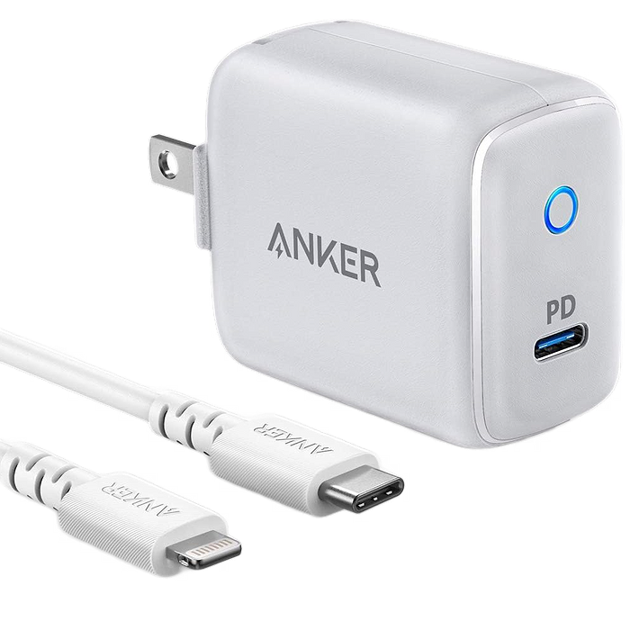 מטען וכבל לאייפון Anker 18W PD USB-C MFI Cable - צבע לבן אחריות עי היבואן הרשמי