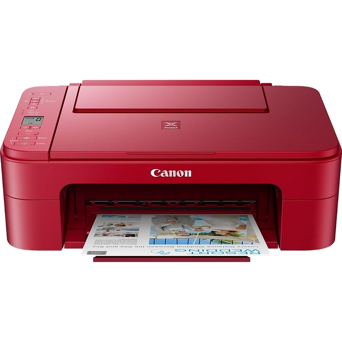 מדפסת אלחוטית ביתית הזרקת דיו 3 ב-1 CANON ts3352re - צבע אדום שנתיים אחריות עי היבואן הרשמי