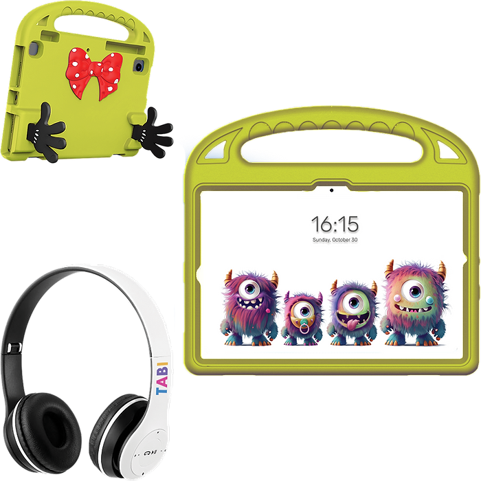 מארז טאבלט לילדים, אוזניות קשת אלחוטיות וכיסוי עם רצועת נשיאה BDK TABI 8 32GB 2GB RAM - צבע צהוב שנה אחריות עי היבואן הרשמי