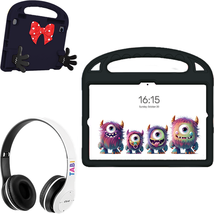 מארז טאבלט לילדים, אוזניות קשת אלחוטיות וכיסוי עם רצועת נשיאה BDK TABI 8 32GB 2GB RAM - צבע שחור שנה אחריות עי היבואן הרשמי