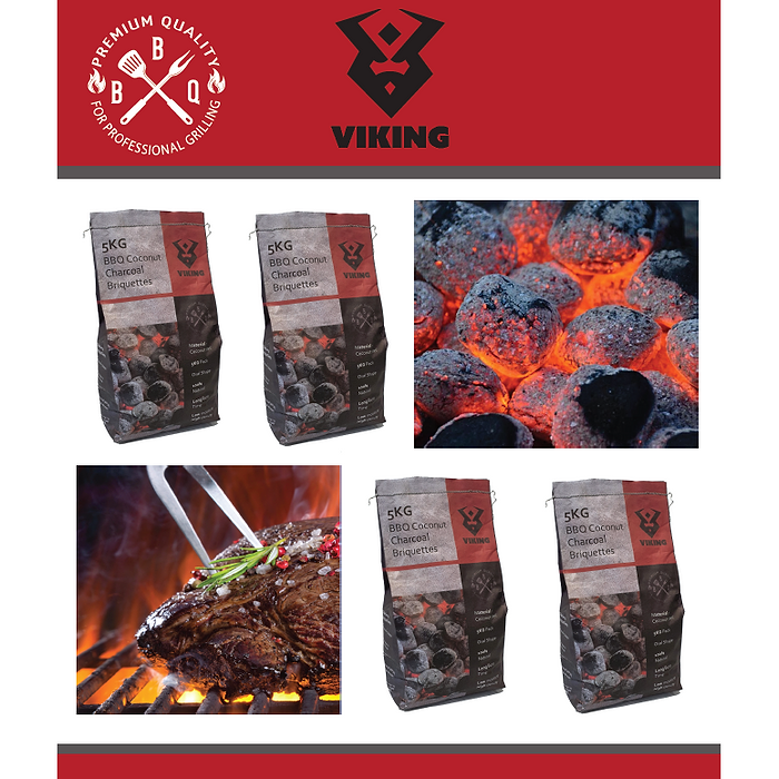 מארז 4 שקיות פחם דחוס 20 ק''ג VIKING (71007) VIKING