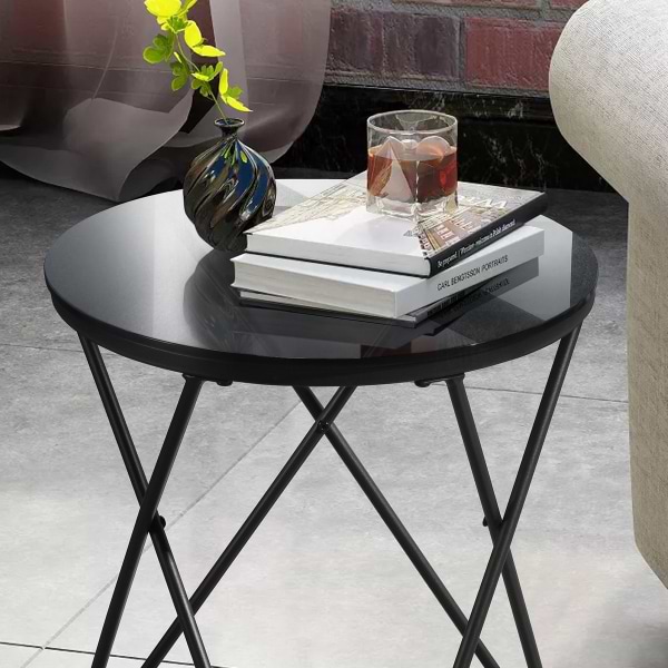 שולחן צד עגול דגם CANALES S צבע שחור HOMAX