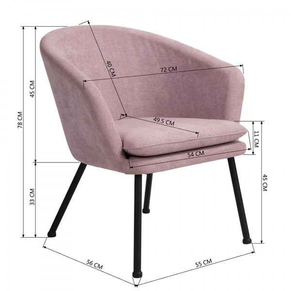 כורסא מעוצבת דגם DIXIER צבע ורוד HOMAX