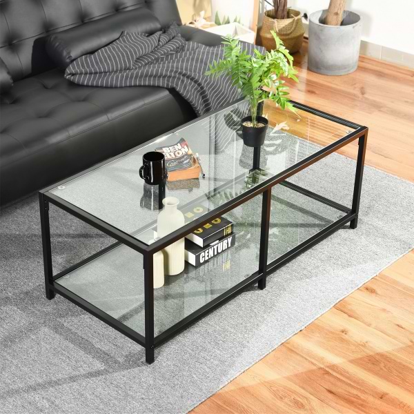 שולחן סלון מלבני דגם JUSTIN צבע שחור HOMAX