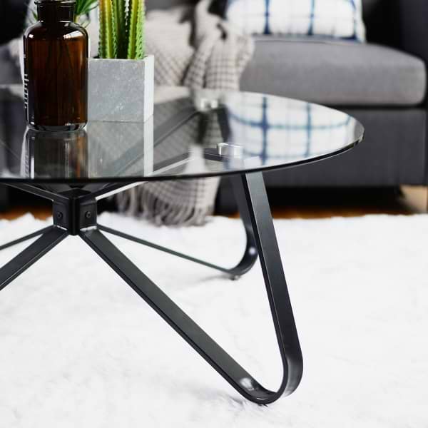 שולחן סלון עגול דגם KONYA 80 צבע שחור HOMAX