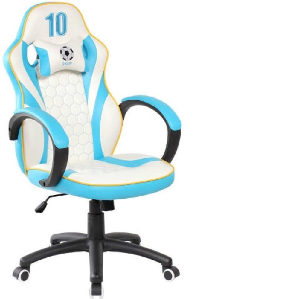 מציאות ועודפים - כיסא גיימינג ארגונומי ובטיחותי עם כרית כחול/לבן דגם SPIDER-GOAL BW - שנה אחריות ע