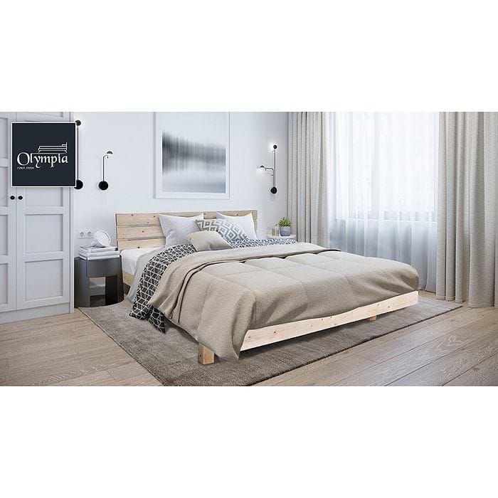 מיטה זוגית מעוצבת ומזרן קפיצים מתנה אולימפיה עץ טבעי דגם OLYMPIA 5014