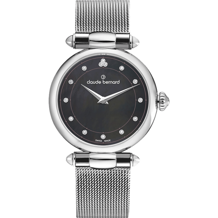 שעון יד לאישה Claude Bernard 20508 3M NANN 34mm צבע כסף/תכלת/ספיר קריסטל - אחריות לשנה עי היבואן