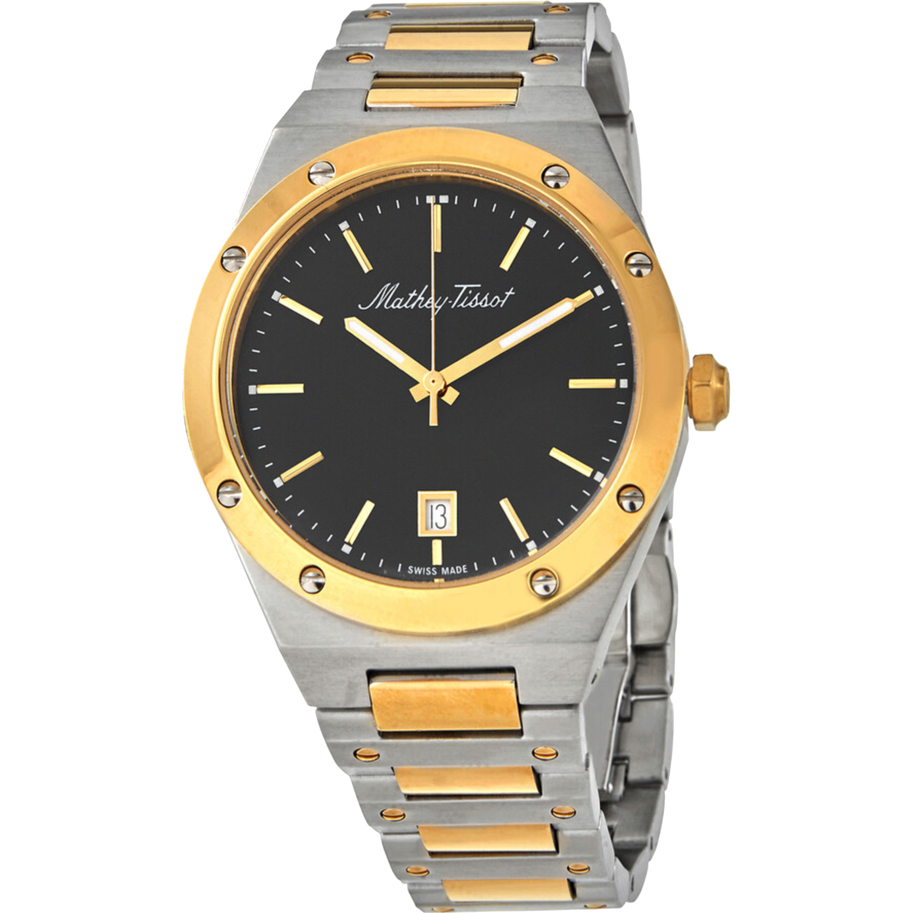 שעון יד לגבר Mathey Tissot H680BN 41mm צבע כסף/זהב/שחור/זכוכית ספיר - אחריות לשנתיים