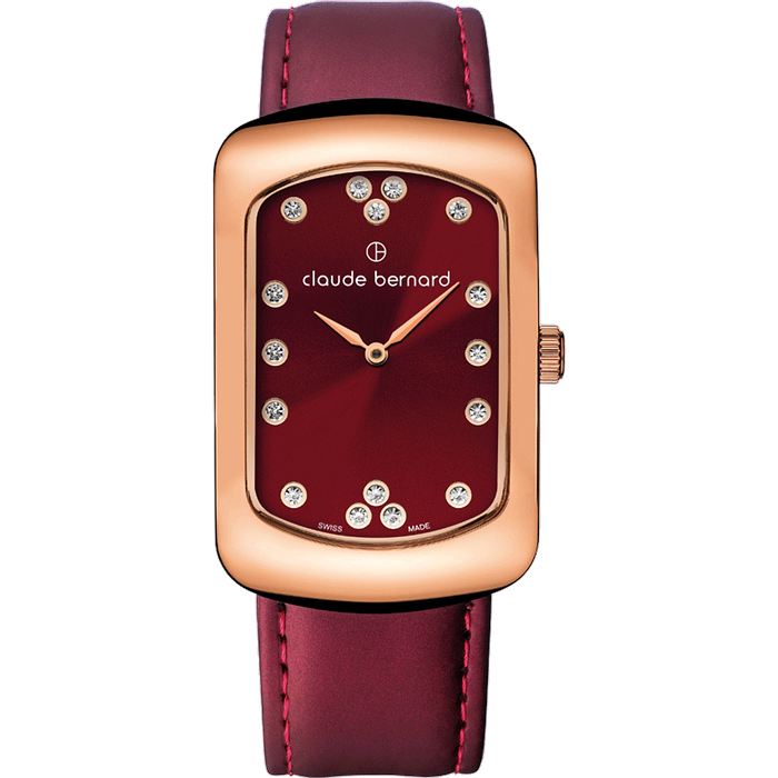 שעון יד לאישה Claude Bernard 20226 37R ROUPR 30mm צבע בורדו/ספיר קריסטל - אחריות לשנה עי היבואן