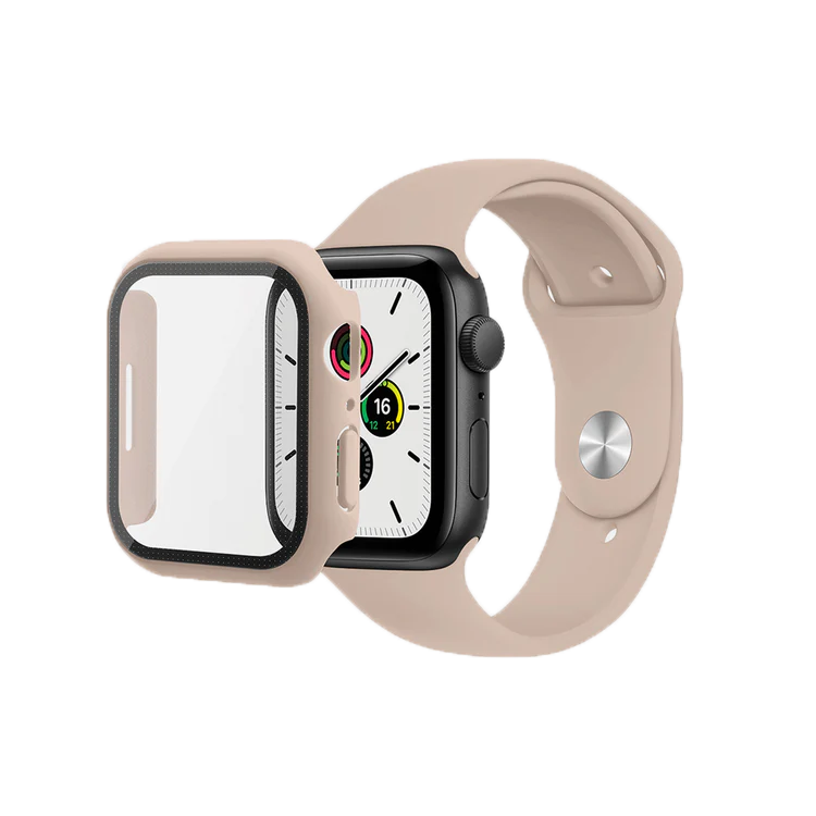 רצועות שעון+מגן מסך  Apple Watch דגם 44mm 7סדרה ורוד SKECH