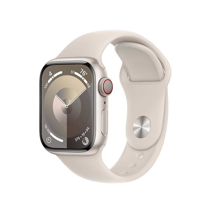 שעון חכם Apple Watch Series 9 GPS + Cellular 41mm Starlight Aluminium Case with Starlight Sport Band - S/M - צבע אור כוכבים שנה אחריות עי היבואן הרשמי
