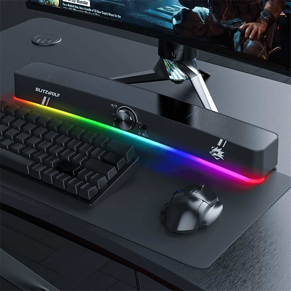 مكبر صوت لجهاز الكمبيوتر مع תאורת Blitzwolf GS3 RGB - אחריות לשנה ע