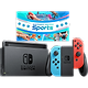 באנדל קונסולת משחק Nintendo Switch 32GB הכולל Nintendo Switch Sports, רצועת JoyCon לרגל ו-3 חודשי NSO - צבע כחול ואדום שנתיים אחריות ע"י היבואן הרשמי