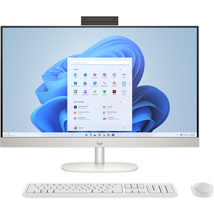 מחשב עם מסך מגע HP AIO 27-cr0211nj / 90K88EA Core i7-1355U 512GB SSD 16GB RAM Windows 11 - צבע לבן שלוש שנות אחריות עי היבואן הרשמי
