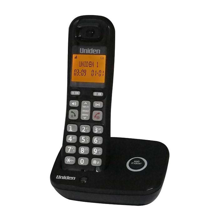 טלפון אלחוטי עם צג שיחה מזוהה ודיבורית Uniden AT4106-1BK - צבע שחור שנה אחריות עי היבואן הרשמי